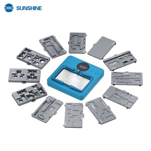 Платформа для предварительного подогрева Sunshine SS-T12B + 11 Module  для Apple iPhone 11, iPhone 11 Pro, iPhone 11 Pro Max, iPhone 12, iPhone 12 mini, iPhone 12 Pro, iPhone 12 Pro Max, iPhone 13, iPhone 13 mini, iPhone 13 Pro, iPhone 13 Pro Max, iPhone 14, iPhone 14 Plus, iPhone 14 Pro, iPhone 14 Pro Max, iPhone 15, iPhone 15 Plus, iPhone 15 Pro, iPhone 15 Pro Max, iPhone 16, iPhone 16 Plus, iPhone 16 Pro, iPhone 16 Pro Max, iPhone X, iPhone XS, iPhone XS Max, для ремонта сканера отпечатка пальца (Touch ID), для ремонта материнских плат, для ремонта Face ID, для расслоения платы PCB, для очистки CPU Превью 1