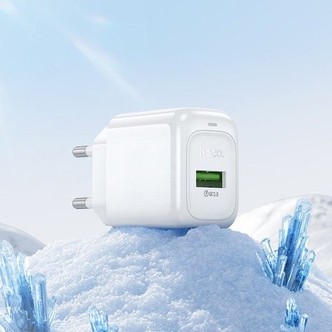 Мережевий зарядний пристрій Hoco CS52A, 18 Вт, Quick Charge, білий, 1 порт, #69420007631457 Прев'ю 2