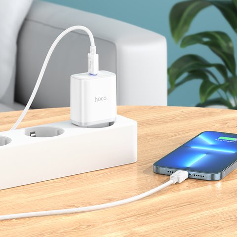 Mains Charger Hoco C104A, (20 W, Power Delivery (PD), white, 1 output) #6931474782892 Preview 1