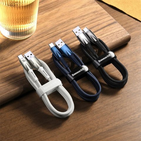 Cable USB Baseus Glimmer, USB tipo-A, USB tipo C, 100 cm, 100 W, negro, con revestimiento de nylon, #CADH000401 Vista previa  5