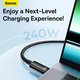 Cable USB Baseus Tungsten Gold, 2xUSB tipo-C, 200 cm, 240 W, negro, con revestimiento de nylon, #CAWJ040101 Vista previa  3
