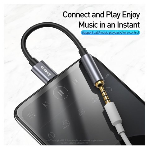 Адаптер Baseus L54, підтримує функції мікрофона, з USB тип-C на 3,5 мм, USB тип-C, TRS 3.5 мм, сірий, #CATL54-0G Прев'ю 1