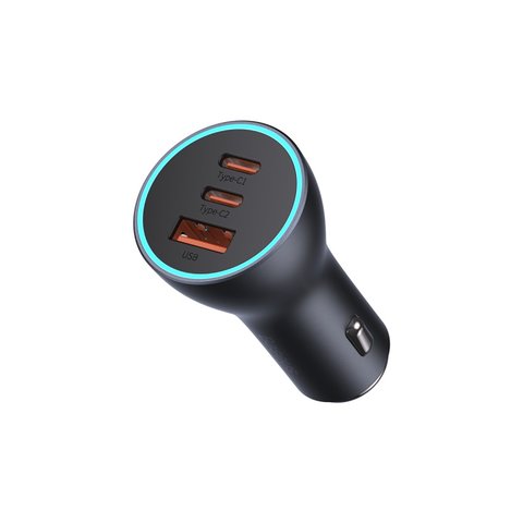 Автомобильное зарядное устройство Baseus Golden Contactor Pro, серое, Quick Charge, 65 Вт, 7 А, 3 порта, 12-24 B, #CGJP010013/CGJP020313 Превью 1