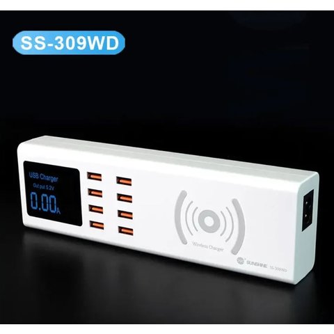 Сетевое зарядное устройство Sunshine SS-309WD , 40 Вт, Quick Charge, с беспроводной зарядкой, 8 портов Превью 2