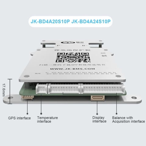 BMS-контроллер JIKONG JK-BD4A20S10P, 100 А, для LiFePO4/Li-ion/LTO аккумуляторов Превью 1