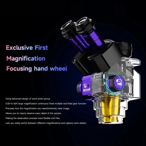Мікроскоп Mechanic ROBOT6560T-B11, тринокулярний, 6,5X-60X Прев'ю 2